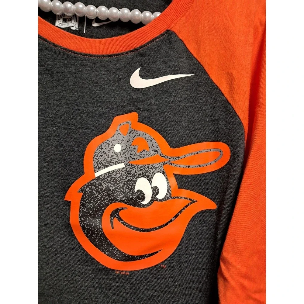 Womens Large Baltimore Orioles Nike 3/4 Sleeve T Shirt